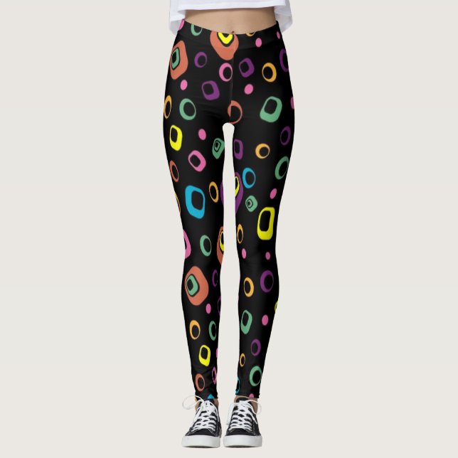 Modern svart färgstark färg leggings (Framsida)