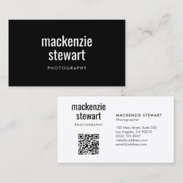 Modern svart, fetstilt Professionell QR-kod Visitkort