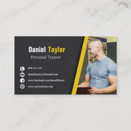Modern svart fitness personlig tränare med foto visitkort