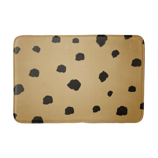 Modern Svart Fläck Guldris Guld Beige Tanig Badrumsmatta (Framsidan)