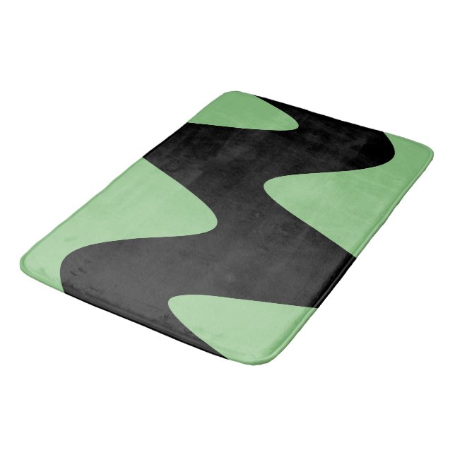 Modern Svart Flod Salvia Grön Badrumsmatta (Vinklad)