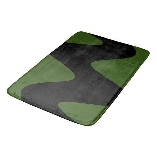 Modern svart flod skog grön badrumsmatta (Vinklad)