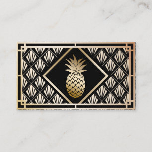 Modern svart för ananas & guldhändelsecatering visitkort