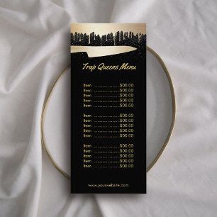 Modern svart för kockcateringrestaurang & guldmeny reklamkort