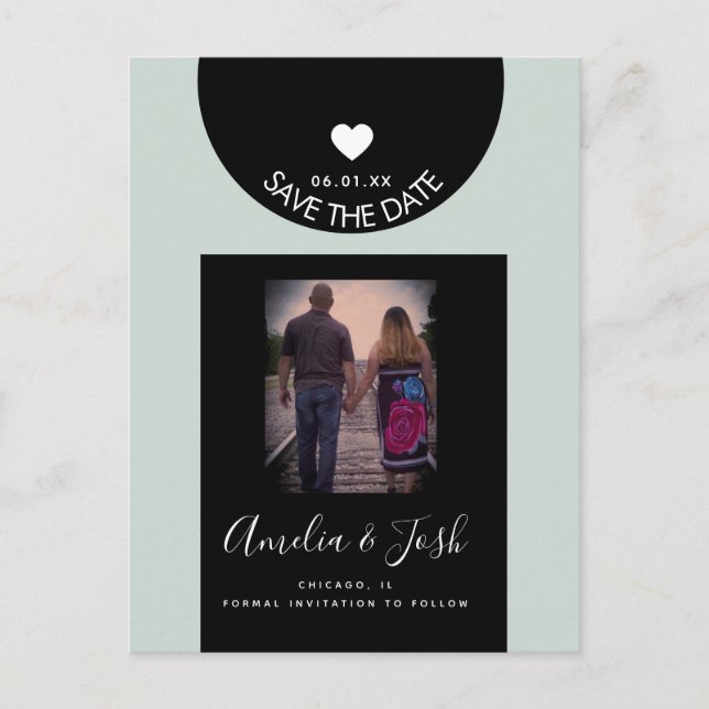 Modern svart former Spara datum postkort Vykort (Framsida)