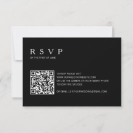 Modern, svart foto QR-kod Bröllop OSA Kort