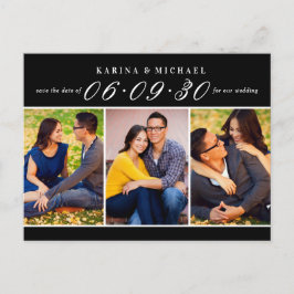 Modern svart fotokollage Spara datum Meddelande Vykort