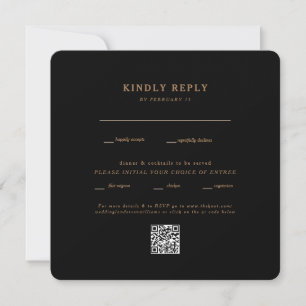 Modern svart fyrkantig rundad bröllops-QR-kod RSVP