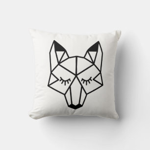 Modern svart Geometric Fox Head Kudde