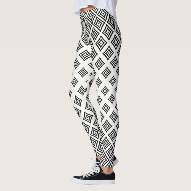 Modern svart geometrisk form leggings (Vänster)