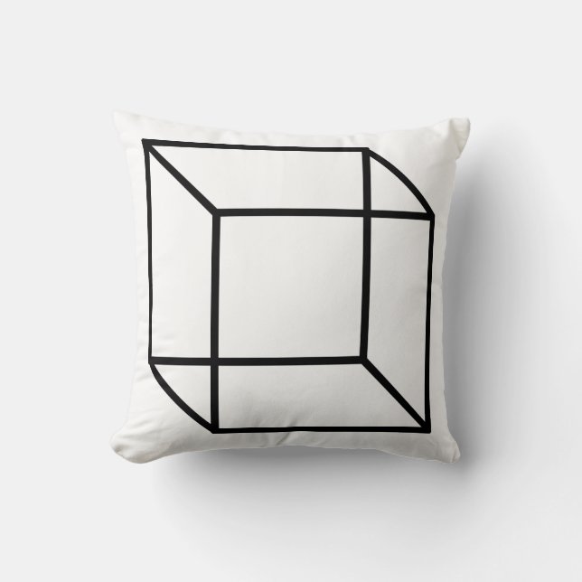 Modern svart geometrisk kubkontur kudde (Framsida)