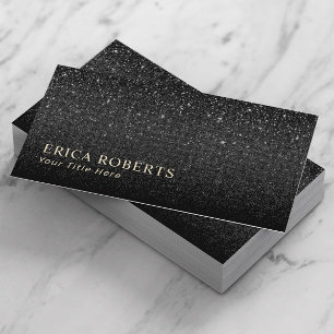 Modern svart Glitter-minimalistisk Visitkort