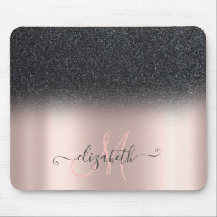 Modern svart glitter Ombre rosé monogram Musmatta