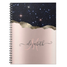Modern svart glitter roséguld monogram