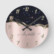 Modern svart glitter roséguld monogram
