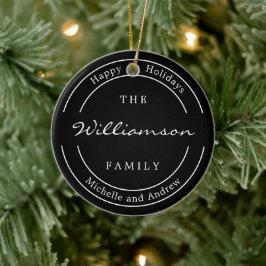 Modern Svart God Jul Familjenamn Julgransprydnad Keramik