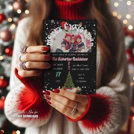 Modern Svart God Jul Foto Graffiti Party Inbjudningar