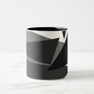 Modern svart, grå färg & geometriska trianglar f Två-Tonad mugg