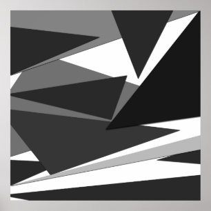 Modern svart, grå färg & geometriska trianglar för poster