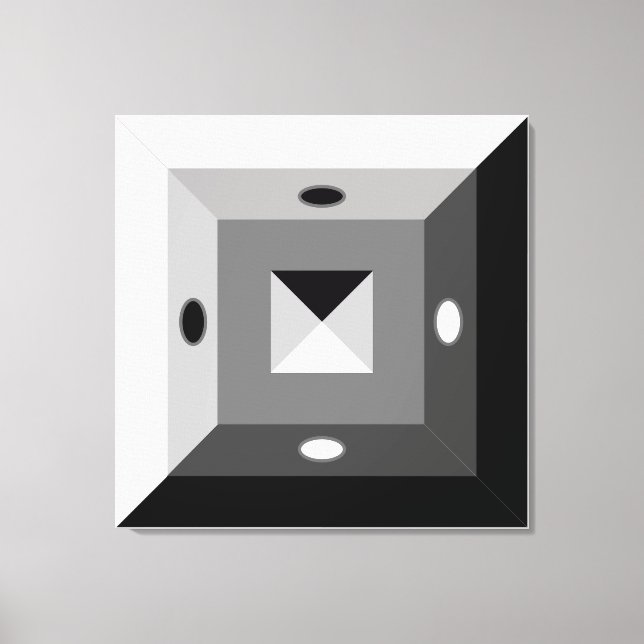 Modern svart, grå och vit geometrisk abstrakt kons canvastryck (Framsida)