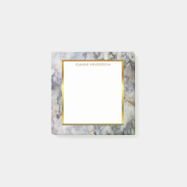 Modern svart grått marble guld ram personlig post-it block