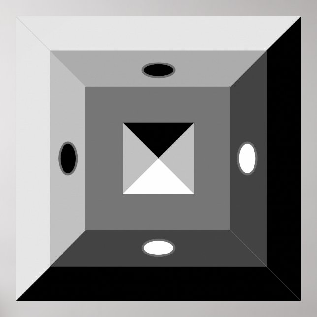 Modern svart, Grått och vit geometrisk Abstrakt Ar Poster (Framsidan)