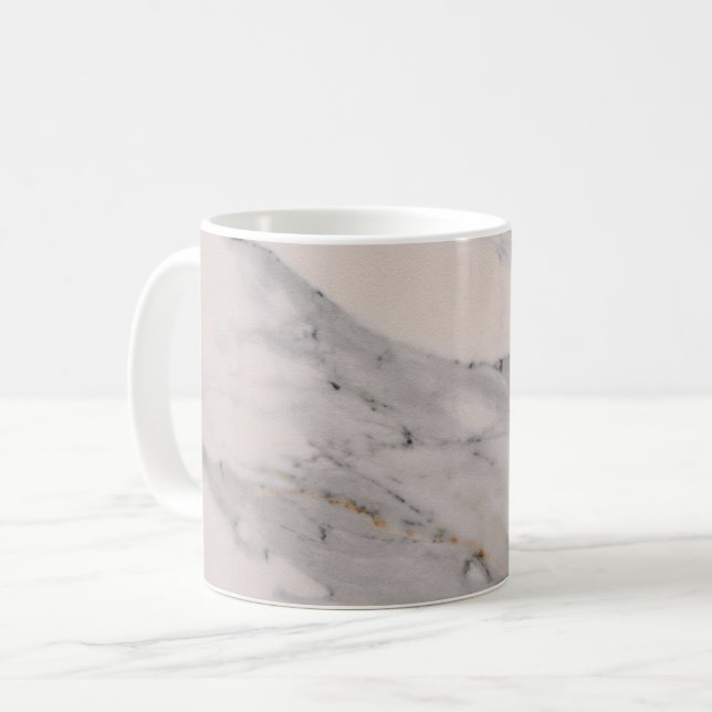 Modern svart grått rosa marmor mönster kaffemugg (Framsida vänster)