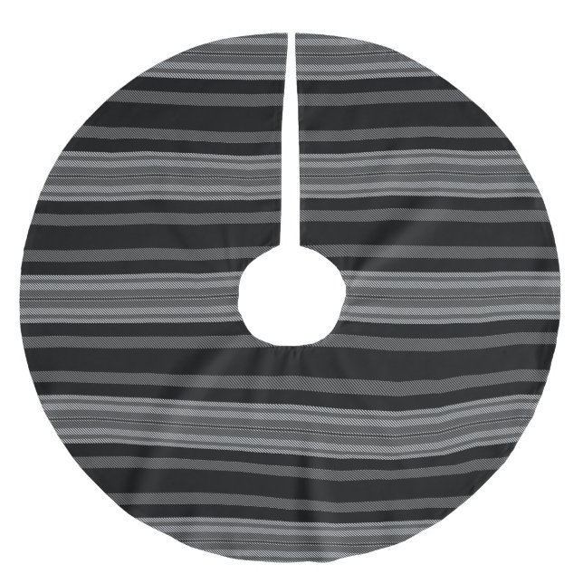 Modern svart grått vit grafik strimlad mönster julgransmatta borstad polyester (Framsidan)