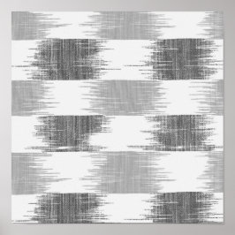 Modern svart grått vit ikat mönster poster