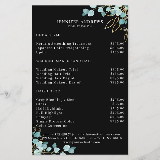 Modern, svart, grön Flyer (Baksidan)