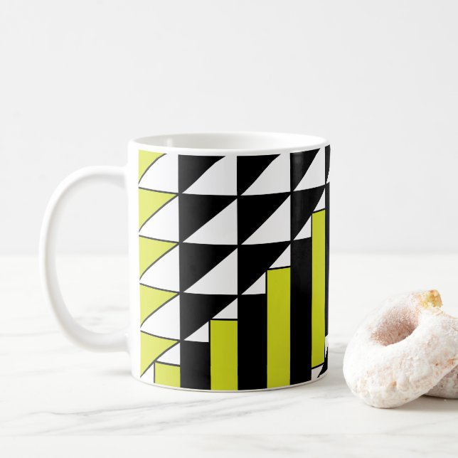 Modern Svart Grön Triangel Rektangel Geometrisk Kaffemugg (Med munk)