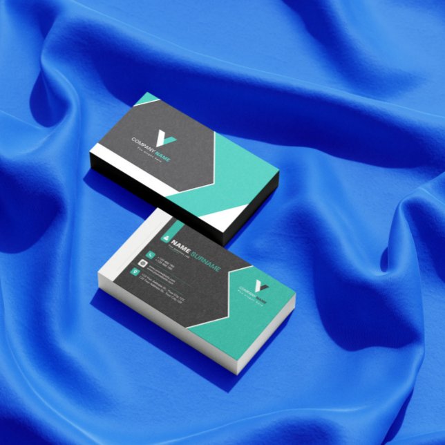 Modern svart Grönt Visitkort (Skapare uppladdad)