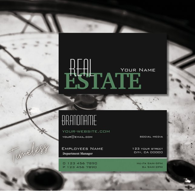 Modern svart Grönt vit enkel och Professionell Visitkort (Skapare uppladdad)