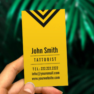 Modern svart & gul tatueringkonstvisitkort visitkort