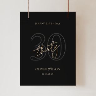 Modern svart guld 30-årsfestaffisch poster