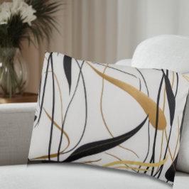 Modern Svart & Guld Abstrakt Linje Prydnadskudde