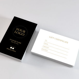 Modern svart & guld affär logotyp presentkort visitkort