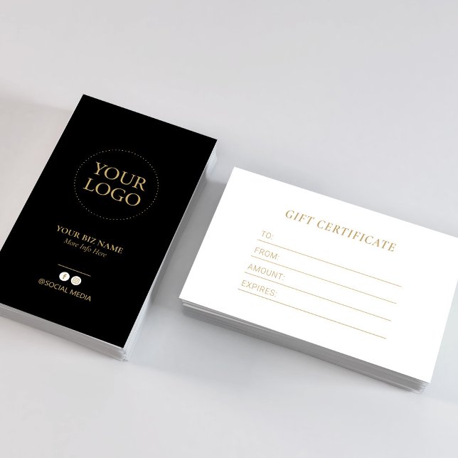 Modern svart & guld affär logotyp presentkort visitkort (Skapare uppladdad)