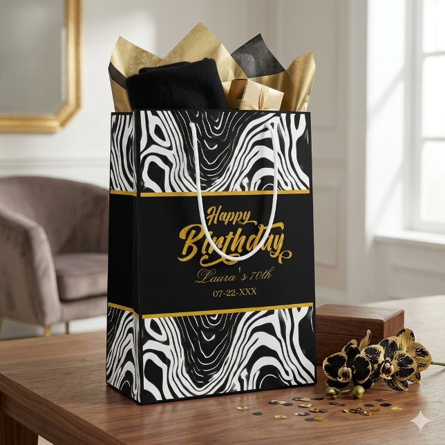 Modern svart & guld Agate Glad födelsedag  (Skapare uppladdad)