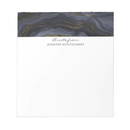 Modern svart & Guld-agate Stone-Abstrakt Anteckningsblock