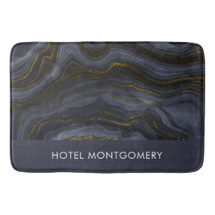 Modern svart & Guld-agate Stone-Abstrakt Badrumsmatta