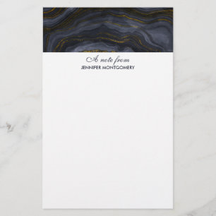 Modern svart & Guld-agate Stone-Abstrakt Brevpapper