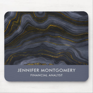 Modern svart & Guld-agate Stone-Abstrakt Musmatta