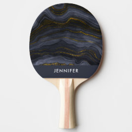 Modern svart & Guld-agate Stone-Abstrakt Pingisracket