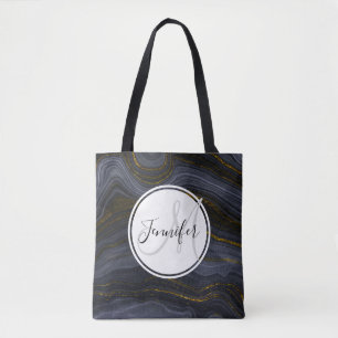 Modern svart & Guld-agate Stone-Abstrakt Tygkasse