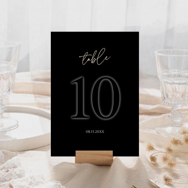 Modern Svart Guld Bordnummer 10 | Minimalistisk OSA Kort (Modern Black Gold Table Number 10 | Minimalist)