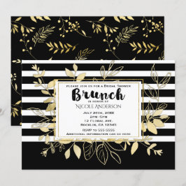 Modern Svart Guld Botanisk Glamour Bröllop BRUNCH Inbjudningar