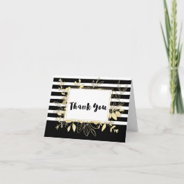 Modern Svart Guld Botanisk Glamourös Chic Tack Kort