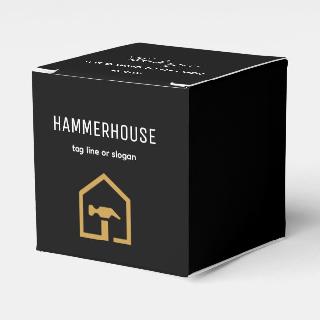 Modern Svart & Guld Byggnad Presentaskar (Framsidan Sidan)