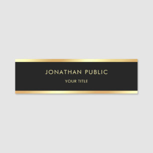 Modern svart guld- elegant mallprofessionell namnbricka